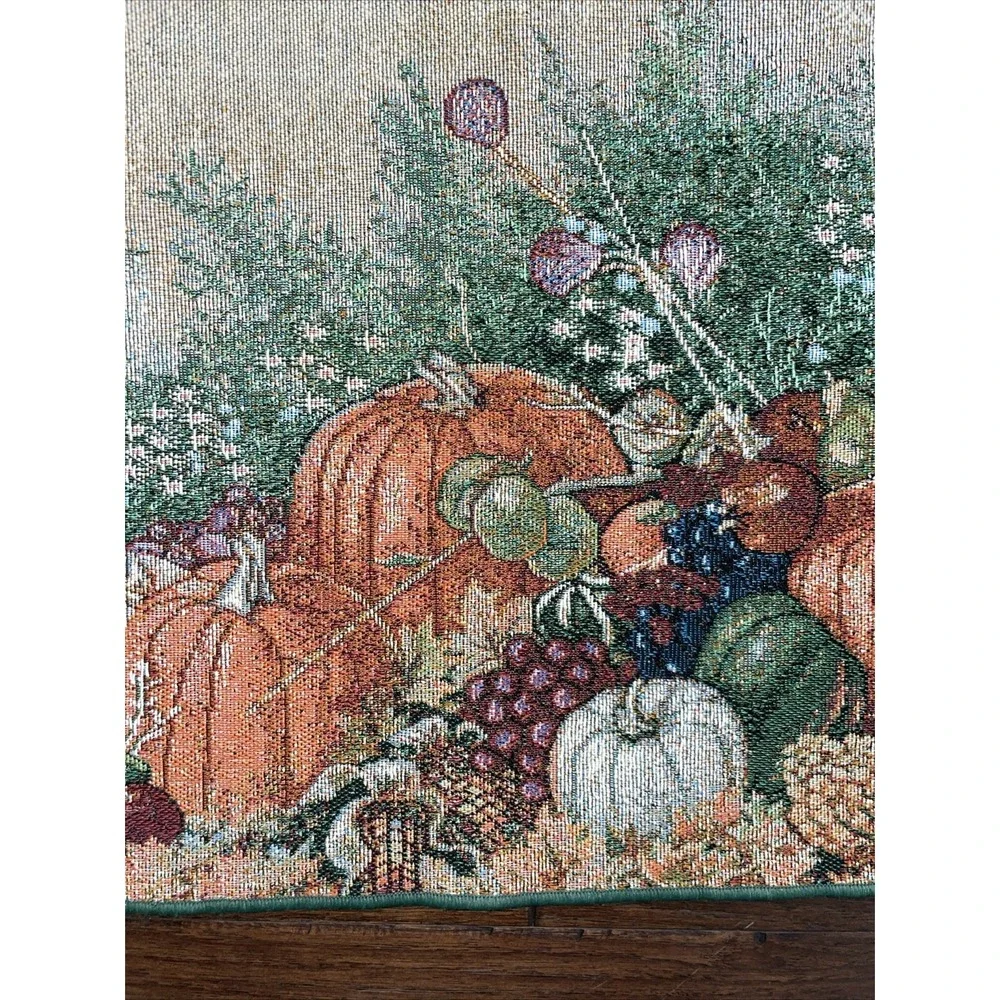 Fall Autumn Leaves,‎ Pumpkins, Table Runner Tapestry 13X72 Thanksgiving